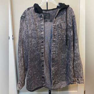 Men’s Black Button Up Shirt Jacket